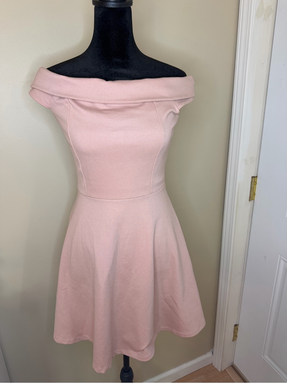 Lulus Blush Pink Off The Shoulder Mini Skater Dress S Coquette Balletcore